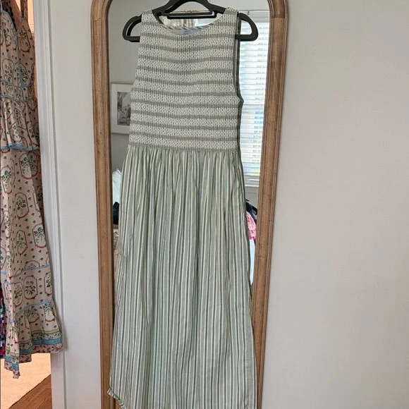 Hill House Cosmina Mint Green and White Striped Sleeveless Maxi Dress - Picture 2 of 6